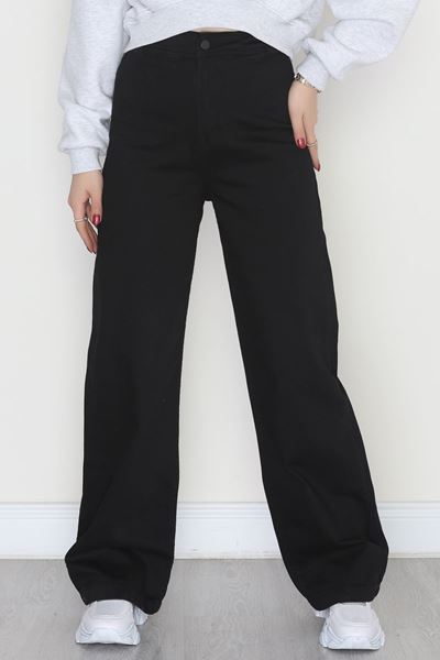 Bel Lastikli Palazzo Kot Pantolon Siyah1 - 42470.2088.