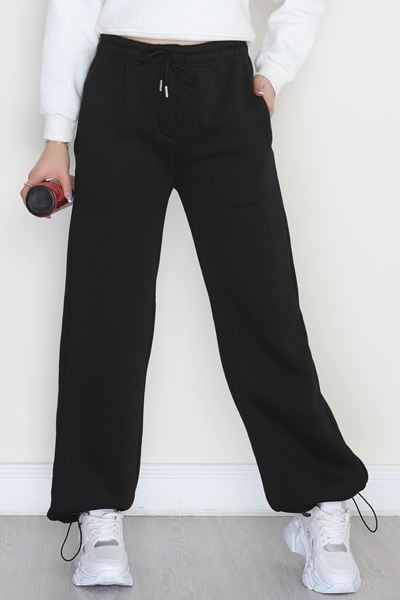 3 İplik Şardonlu Paça Stoperli Eşofman Altı Siyah - 52069.2113.