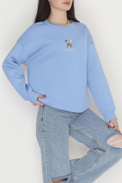 3 İplik Şardonlu Nakışlı Sweat Bebemavi - 42608.1878.