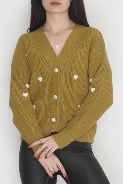 Nakışlı Crop Hırka Yağyeşililatte - 443.1577.