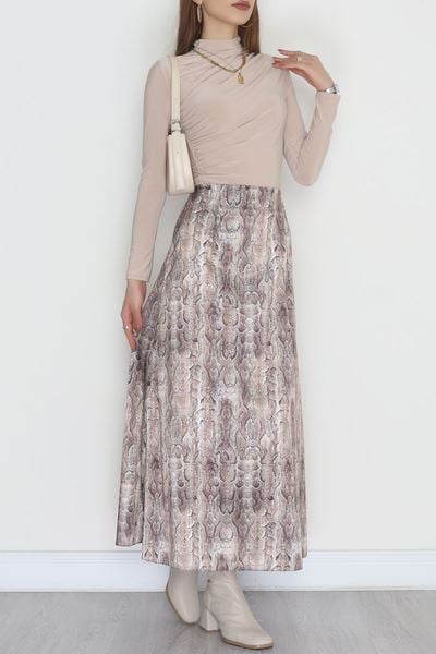 Desenli Saten Etek Kahvesiyah - 4315.1595.