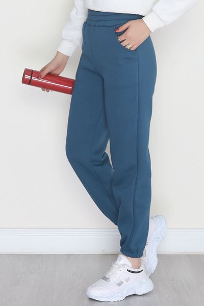 Lastikli 3 İplik Eşofman Altı Turkuaz - 20956.1878.