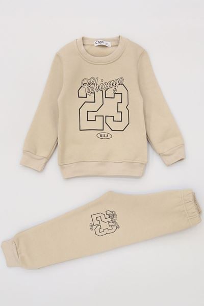 3-7 Yaş 3 İplik Şardonlu İkili Takım Bej - 50820.1867.