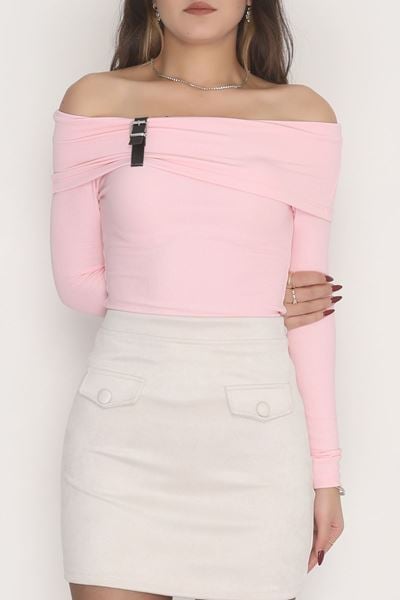 Madonna Yaka Kemer Detaylı Bluz Pembe - 4323.1595.