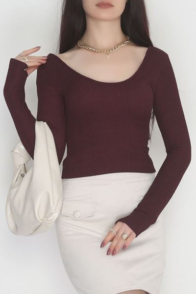 Önü Arkası U Yaka Basic Bluz Mor - 42676.1247.