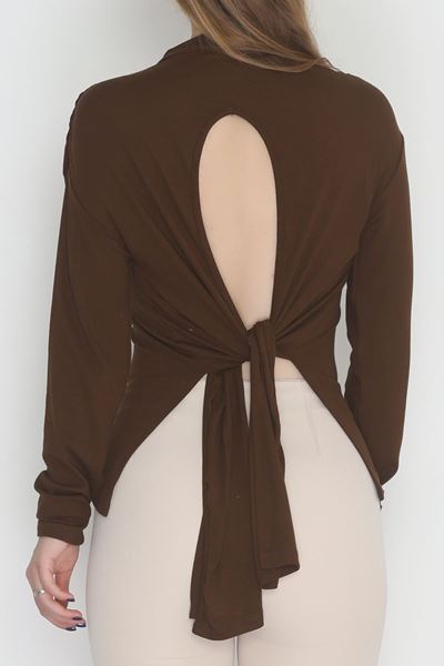 Sırt Dekolteli Örme Bluz Kahve - 71788.444.