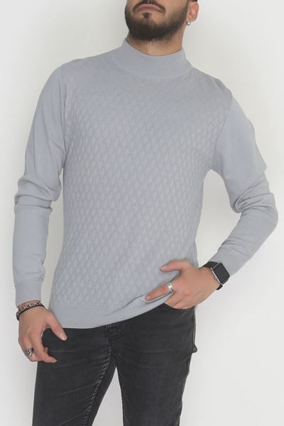 Yarım Balıkçı Desenli Erkek Triko Sweat Boyalıgri - 42533.2052.