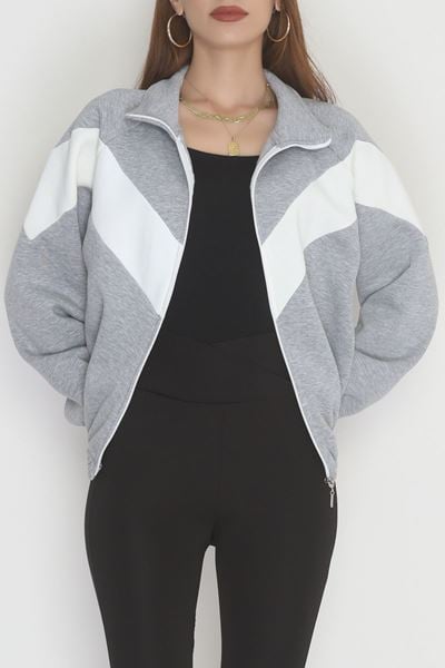 3 İplik Kompakt Oversize Fermuarlı Sweat Griekru - 42504.1878.