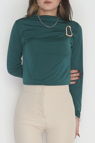 Toka Detaylı Sandy Bluz Zümrüt - 42666.1949.