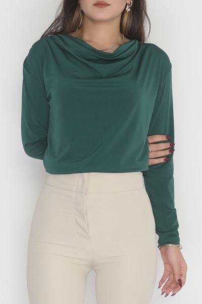 Degaje Yaka Sandy Bluz Yeşil - 70688.1949.