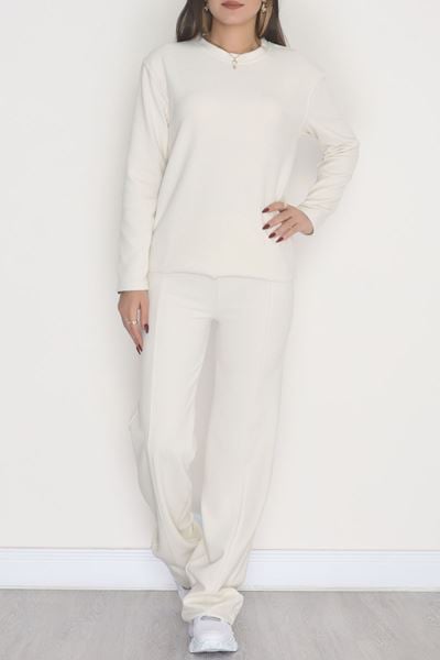 Selanik Kumaş İkili Takım Ekru - 42672.1247.