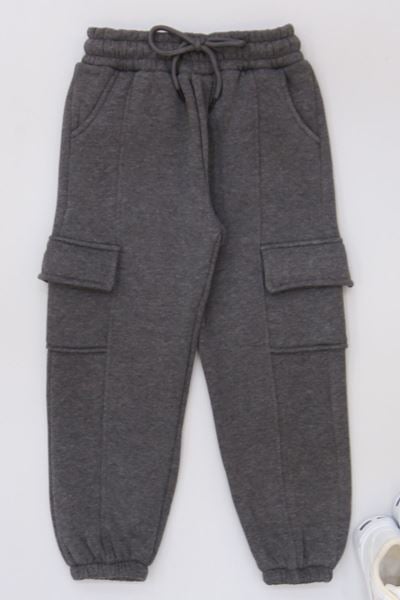 5-8 Yaş 3 İplik Şardonlu Eşofman Altı Füme - 42656.1937.