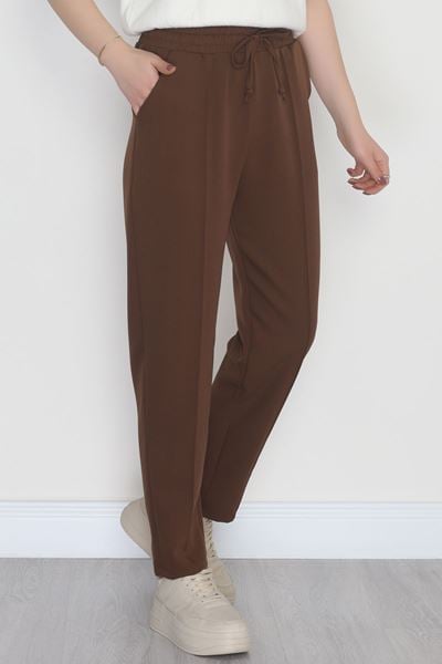 Bel Lastikli Dabıl Kumaş 180Gr Çımalı Pantolon Kahve - 51057.1837.