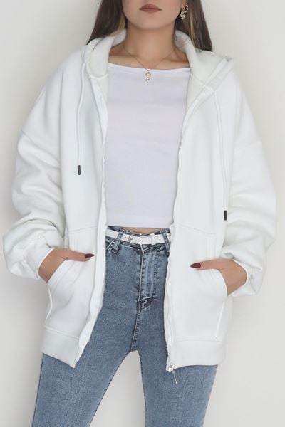 3 İplik Kompakt Oversize Sweat Ekru - 42502.1878.