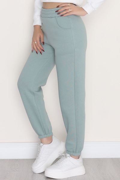 Lastikli 3 İplik Eşofman Altı Suyeşili - 20956.1878.