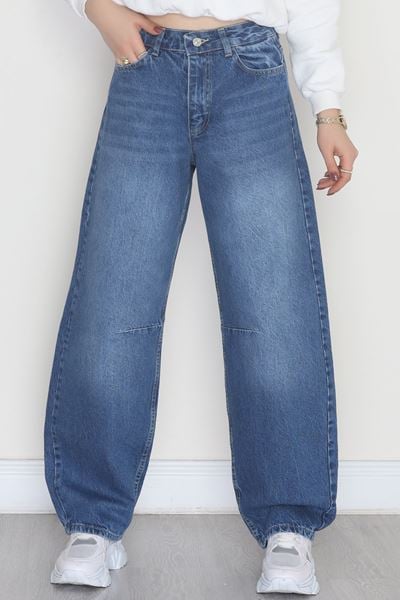 Tokalı Baggy Kot Pantolon Mavi - 31581.1184.