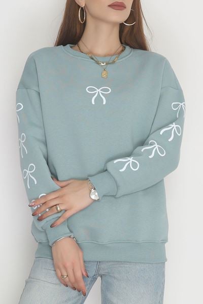 3 İplik Bisiklet Yaka Sweat Suyeşili - 42246.1878.