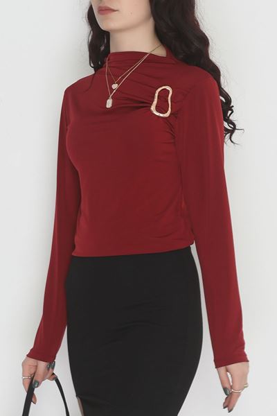 Toka Detaylı Sandy Bluz Bordo - 42666.1949.