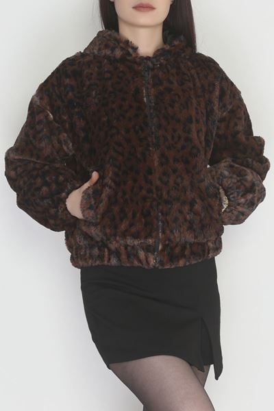 Kapşonlu Astarlı Peluş Mont Acıkahve - 42465.1247.