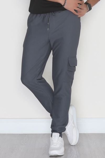 Kargo Cepli Ottoman Kumaş Erkek Eşofman Altı Füme - 42654.1937.