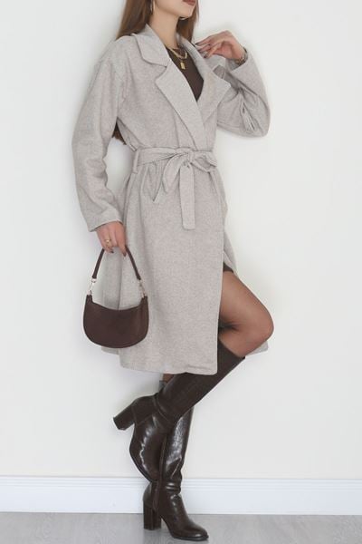 Kuşaklı Kaşe Kaban Bejçizgili - 31619.701.