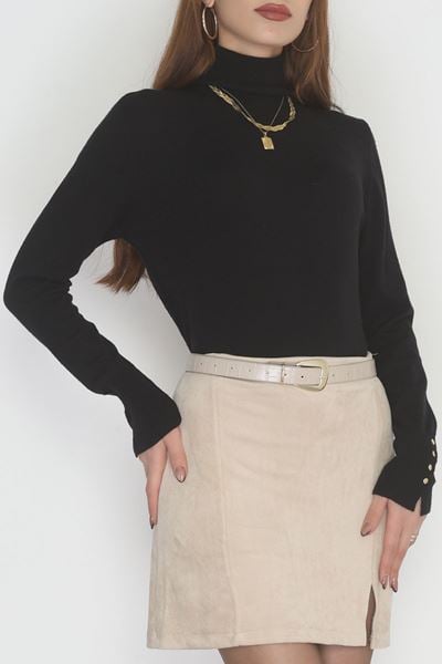 Viskon Elit Boğazlı Triko  Siyah - 31057.1766.