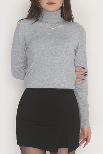 Viskon Elit Boğazlı Triko  Gri - 31057.1766.