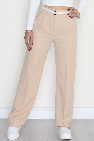 Tek Pile Ekstraforlu Palazzo Pantolon Taş - 50054.1920.