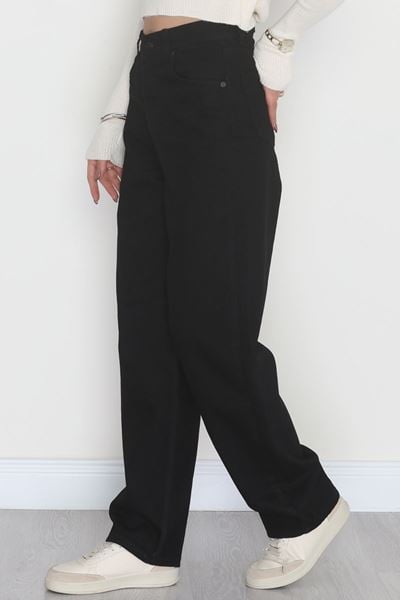 Bel Tokalı Baggy Kot Pantolon Siyah - 42472.1606.