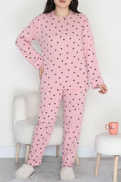 Alt Üst Aynı Büyük Beden Pijama Takımı Pudra - 50723.1961.
