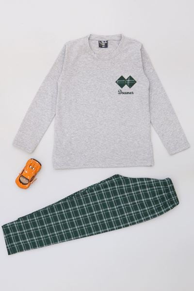 5-12 Yaş Erkek Süprem Pijama Takımı Grizümrüt - 42519.1048.