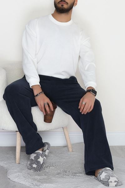 Cepli Polar Erkek Pijama Altı İndigo - 42736.1049.