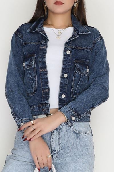 Cep Detay Kot Ceket Mavi - 42680.1836.