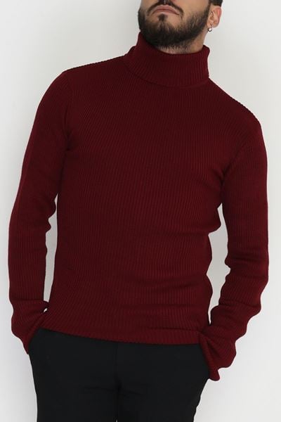 Balıkçı Yaka Erkek Triko Bordo - 70781.1766.