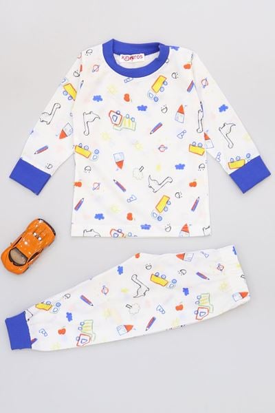 2-10 Yaş Likralı Süprem Pijama Takımı Beyazmavi - 52080.1952.