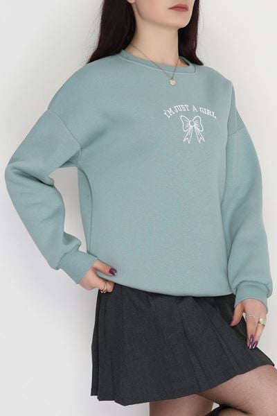 3 İplik Bisiklet Yaka Sweat Suyeşili - 42245.1878.