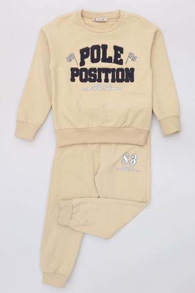 6-9 Yaş Şardonlu Yumoş Kumaş Takım Bej - 2264252.1576.