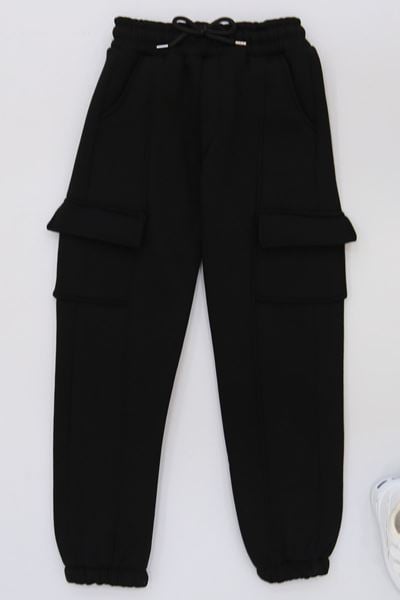 9-12 Yaş 3 İplik Şardonlu Eşofman Altı Siyah - 42657.1937.