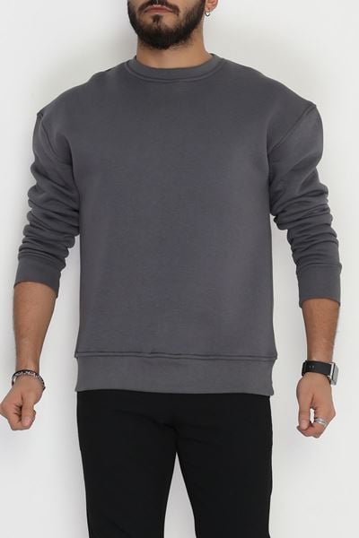 3 İplik Bisiklet Yaka Erkek Sweat Füme - 42693.2086.