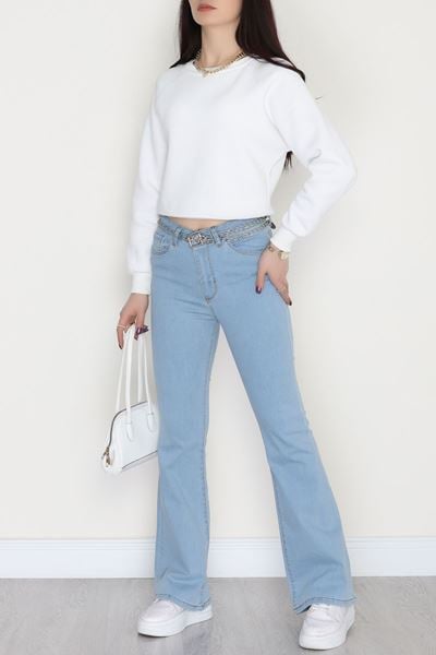 İspanyol Paça Kot Pantolon Açıkmavi - 42687.1836.