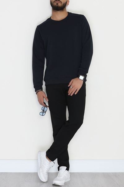 3 İplik Şardonsuz Erkek Sweat Lacivert - 42617.1878.