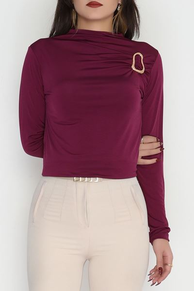 Toka Detaylı Sandy Bluz Mürdüm - 42666.1949.