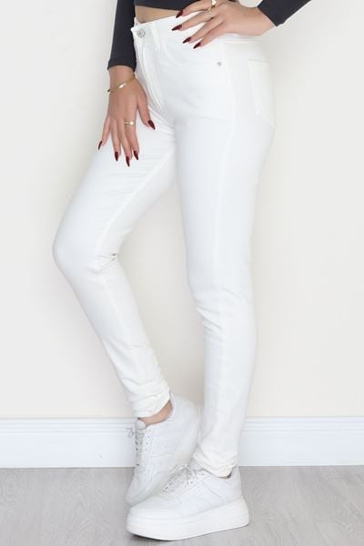Dar Paça Kot Pantolon Beyaz - 42683.1836.