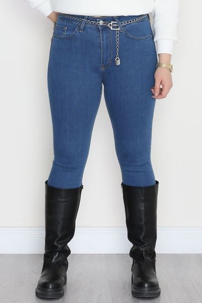 Büyük Beden Dar Paça Kot Pantolon Mavi4 - 42684.1836.