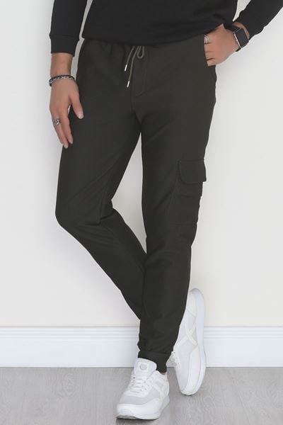 Kargo Cepli Ottoman Kumaş Erkek Eşofman Altı Haki - 42654.1937.