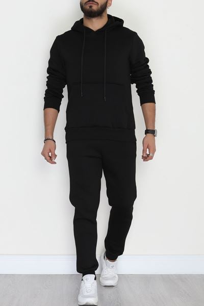 3 İplik Şardonlu Erkek Eşofman Takımı Siyah - 42678.2066.