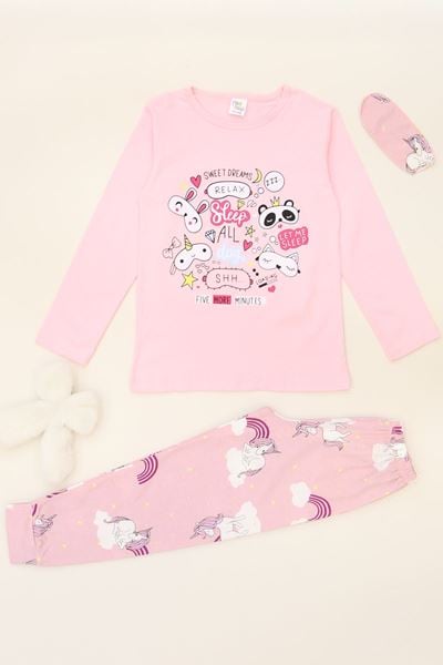 5-12 Yaş Süprem Penye Pijama Takımı Pembebeyaz - 52081.1951.