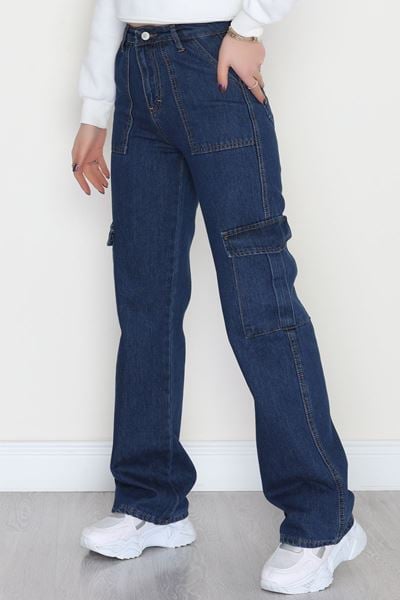 Kargo Cep Palazzo Kot Pantolon Mavi - 42681.1836.