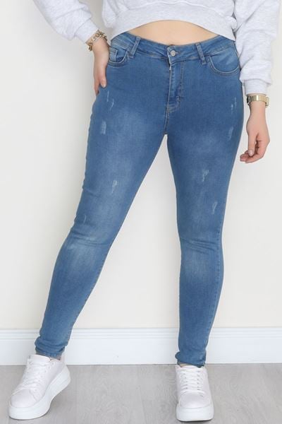 Büyük Beden Dar Paça Kot Pantolon Mavi - 42684.1836.