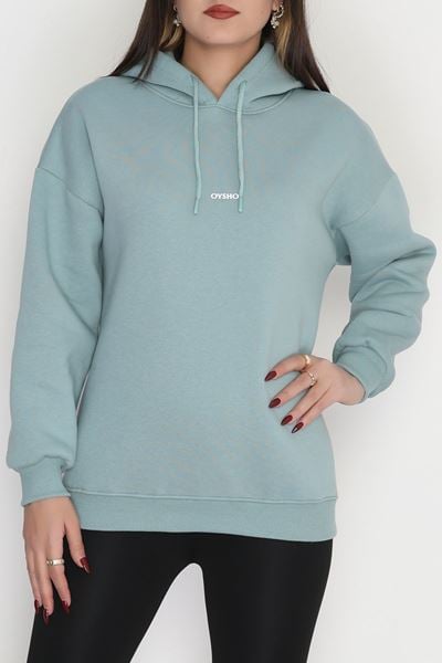 3 İplik Kapşonlu Baskılı Sweat Çağla - 42223.1878.